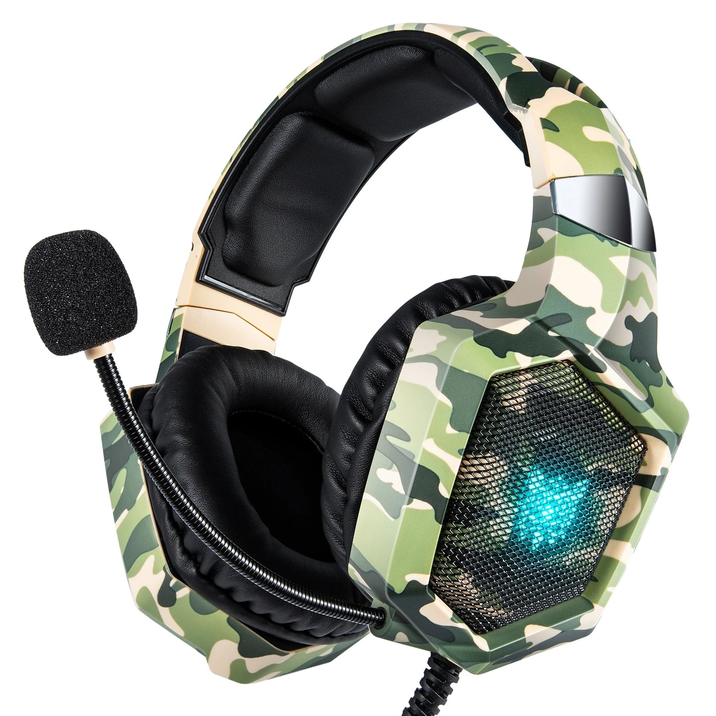 K8 Gaming Headphones with Flexible HD Mic RGB Light Surround Sound Over-Ear for pc and xbox