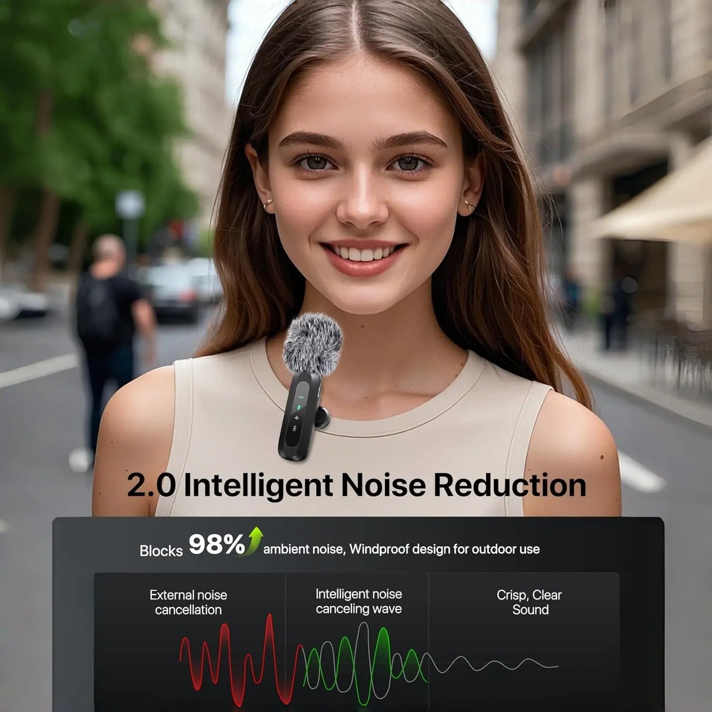 Wireless Mini Lavalier Microphone with Noise Reduction | USB-C Plug & Play