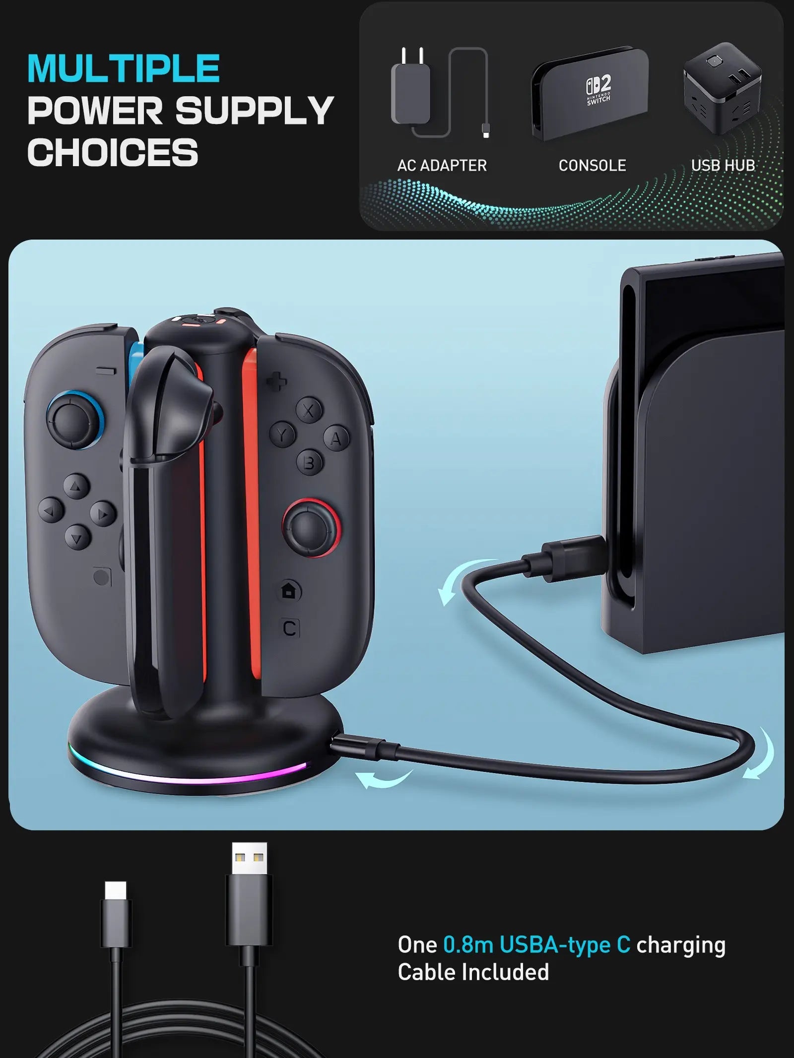 Mumba 4-in-1 Fast Charging Dock for Nintendo Switch | Joy-Con & Controller Charger