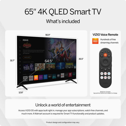 65" Class Quantum 4K QLED HDR Smart TV (VQD65R-10)
