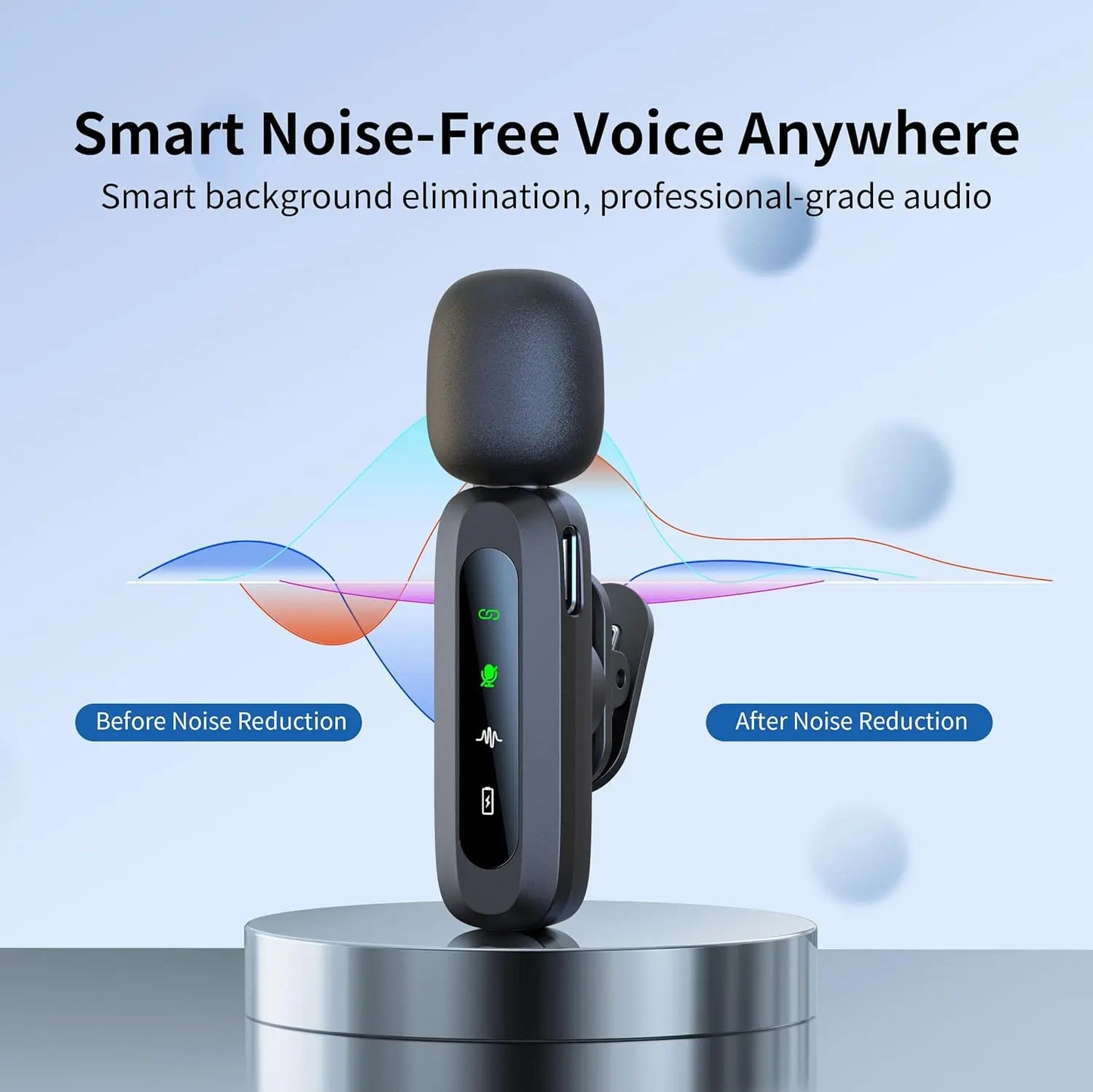 Wireless Mini Lavalier Microphone with Noise Reduction | USB-C Plug & Play
