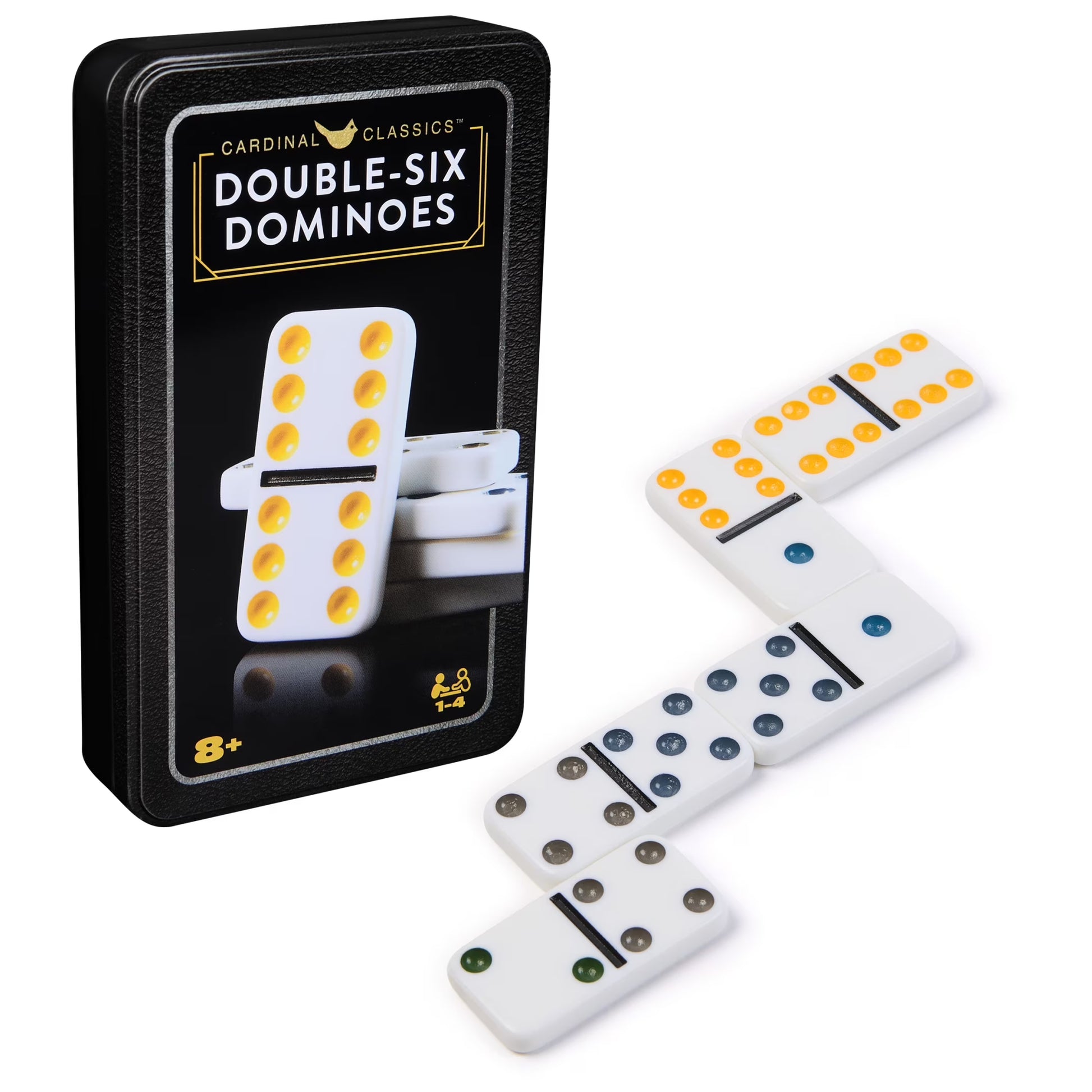Spin Master Games,  Classics, Double Six Dominoes Set in Storage Tin, Ages 8 and Up