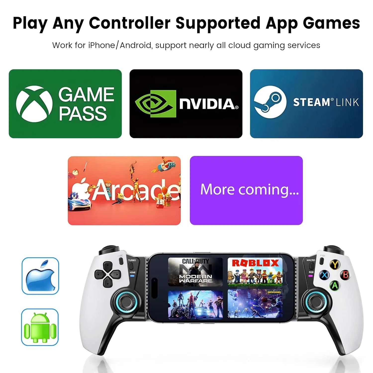 Mobile Gaming Controller for Android / Iphone 15-17 / Switch 2 / Ipad Mini 