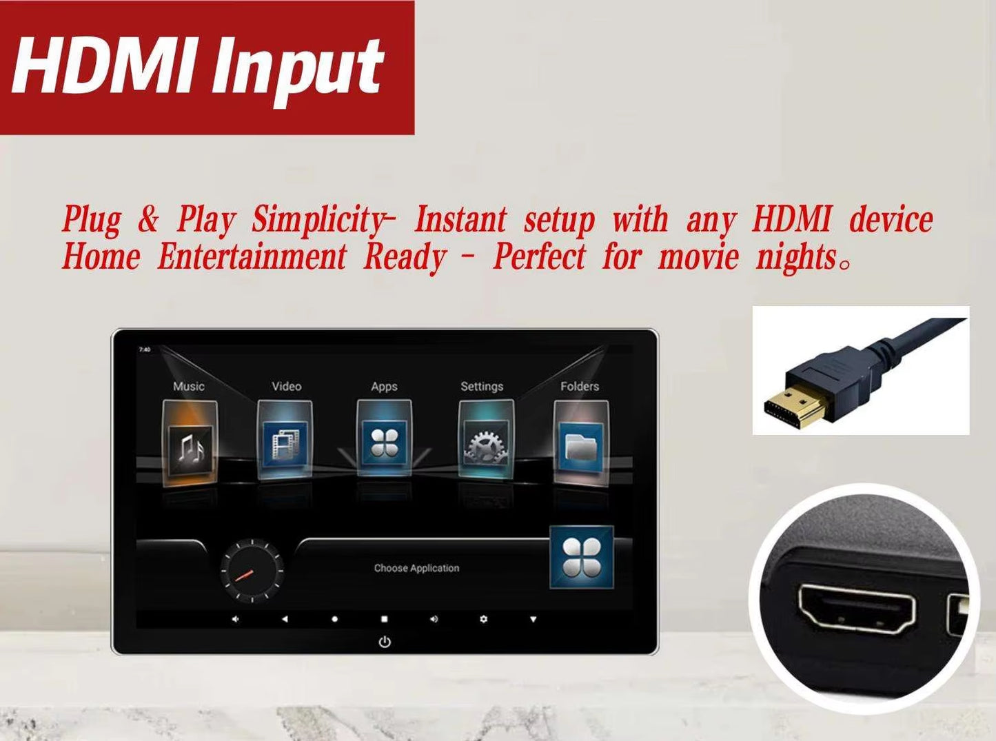 10.1" Android 13 Car Headrest Monitor | 2+32GB Rear Seat Entertainment System | Touchscreen, USB & SD Card