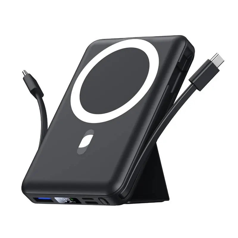 Magnetic Power Bank 10000mAh | 22.5W Fast Charging | Built-In Cables & Stand