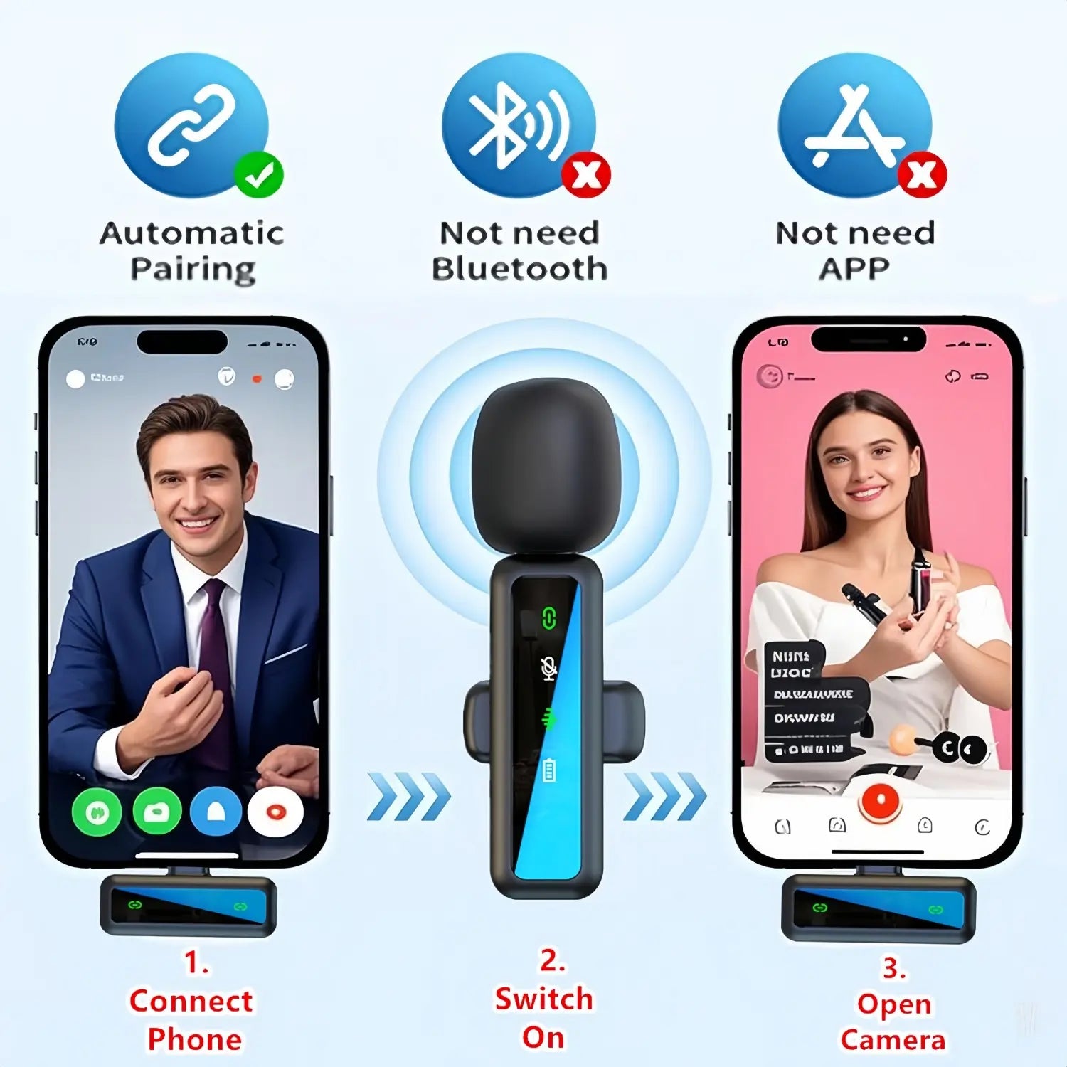 Wireless Mini Lavalier Microphone with Noise Reduction | USB-C Plug & Play