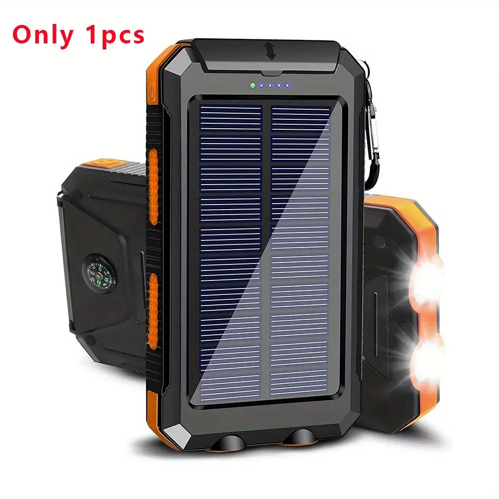10000mAh Solar Power Bank | Dual USB Fast Charging | LED Flashlight for Travel & Camping