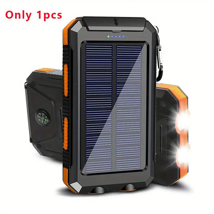 10000mAh Solar Power Bank | Dual USB Fast Charging | LED Flashlight for Travel & Camping