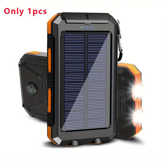 10000mAh Solar Power Bank | Dual USB Fast Charging | LED Flashlight for Travel & Camping