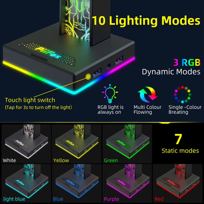 RGB Gaming Headphone Stand with Lighting Effects 