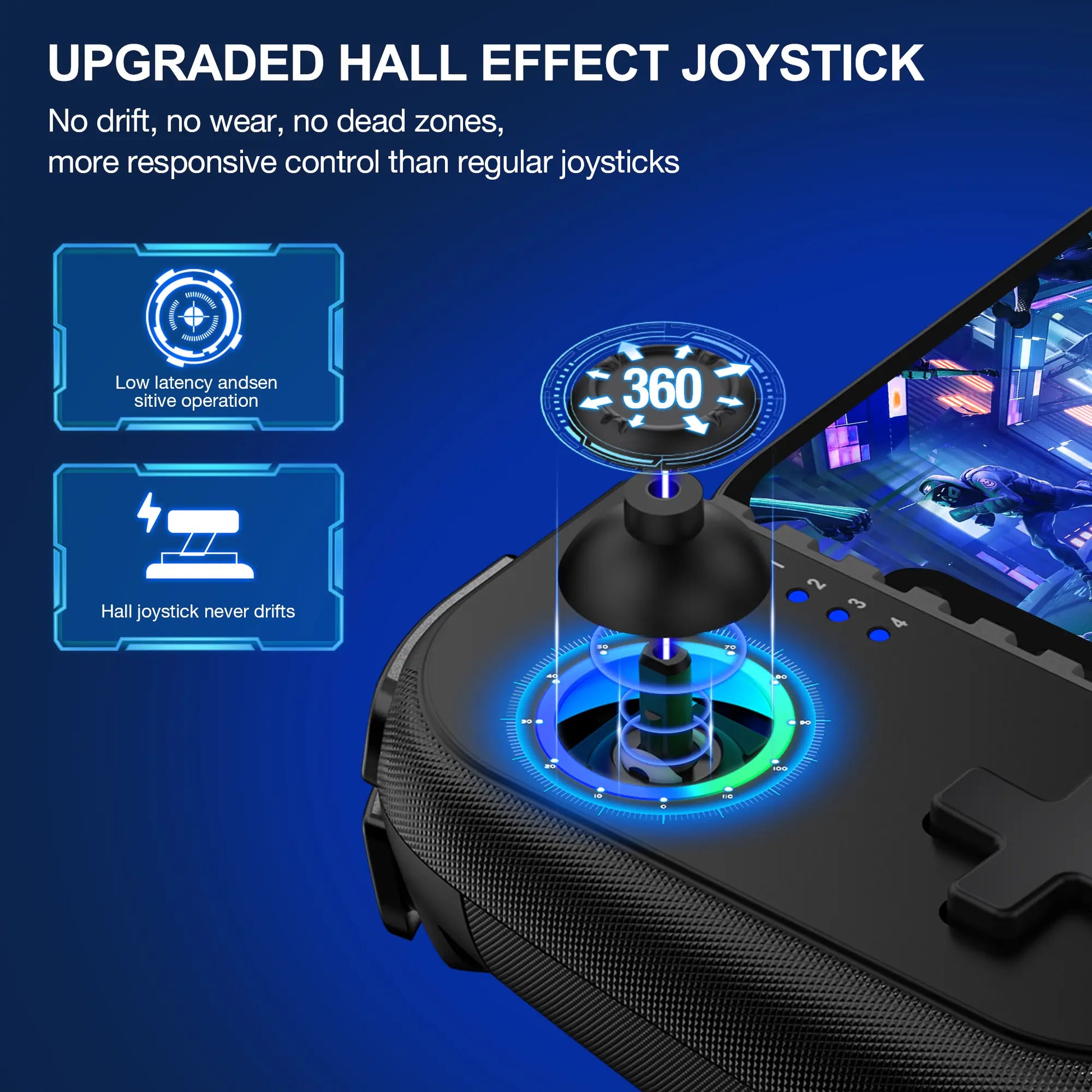 Wireless Mobile Gaming Controller for iPhone & Android | Hall Effect Joystick | Turbo