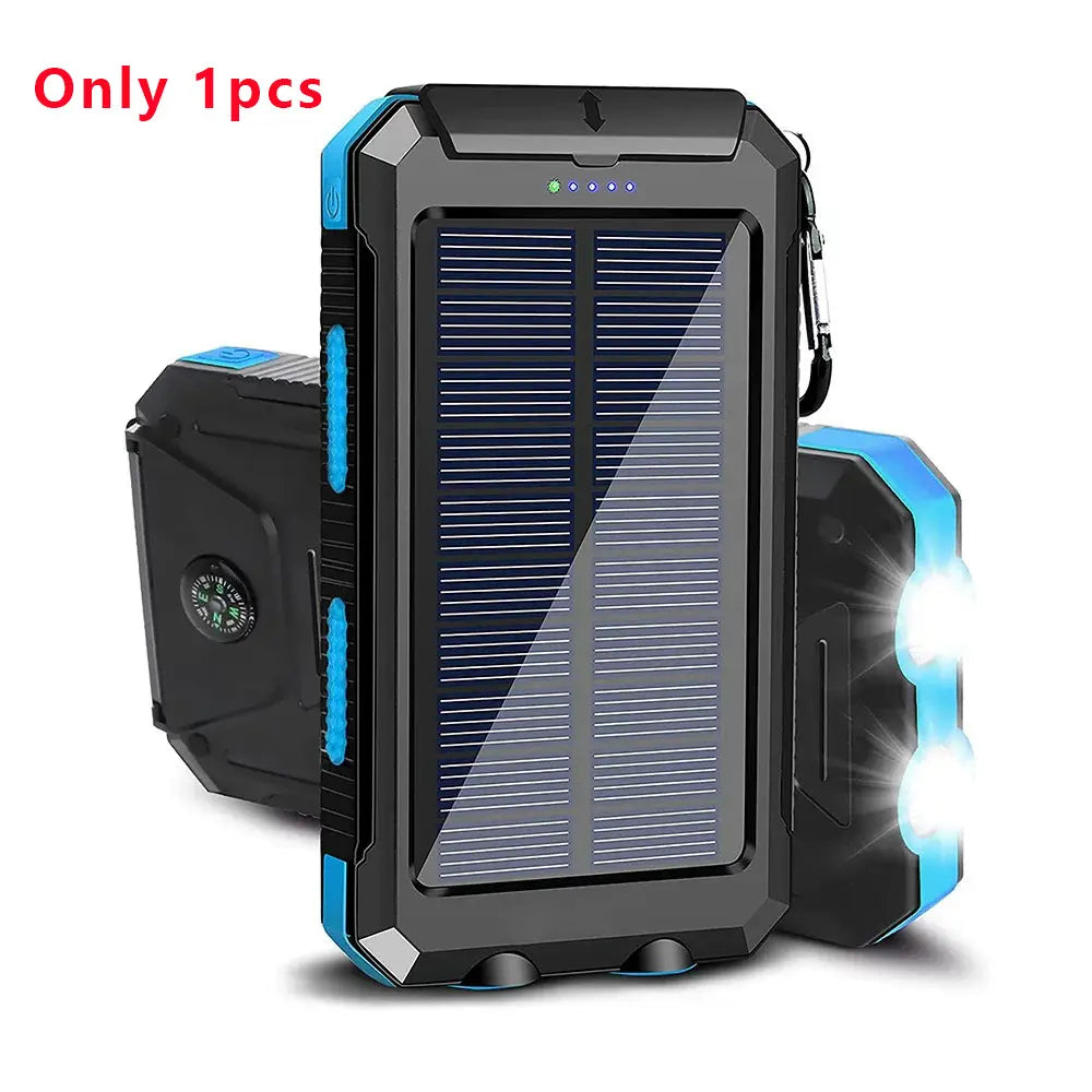 10000mAh Solar Power Bank | Dual USB Fast Charging | LED Flashlight for Travel & Camping
