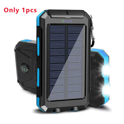 10000mAh Solar Power Bank | Dual USB Fast Charging | LED Flashlight for Travel & Camping