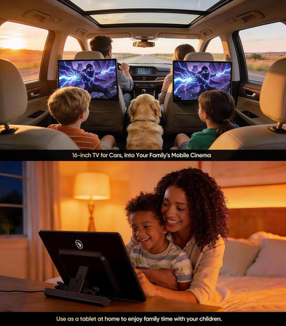 16" Car TV Headrest Monitor for Cars Back Seat Universal Rear Entertainment System, Support Phone Wireless Mirror Link Touch Screen 4K,With Wifi/Bluetooth/Hdmi/Usb/Video Player (2G+32G(2*Pcs))