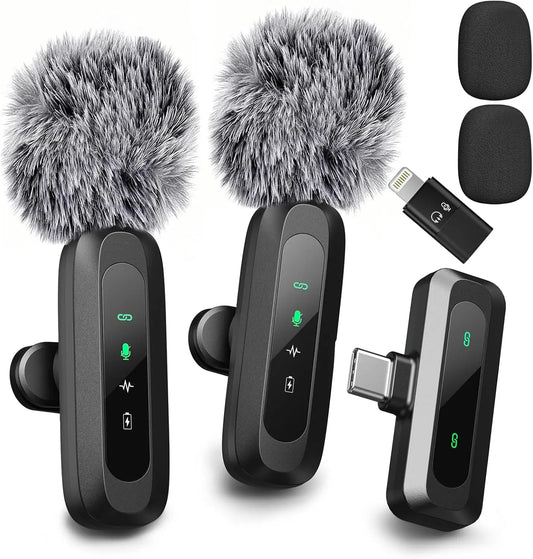 Wireless Mini Lavalier Microphone with Noise Reduction | USB-C Plug & Play
