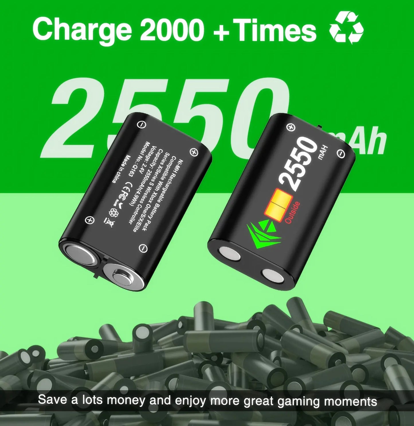 Xbox Controller Charging Station with 2 Rechargeable Battery Packs (5520mWh)
