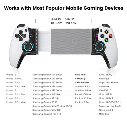 Mobile Gaming Controller for Android / Iphone 15-17 / Switch 2 / Ipad Mini 