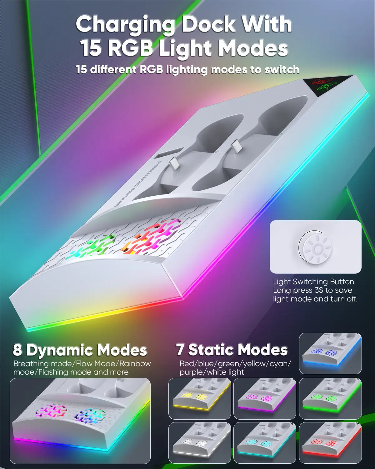 MENEEA RGB Cooling Fan & Charging Station for Xbox Series S | Dual Controller Charger