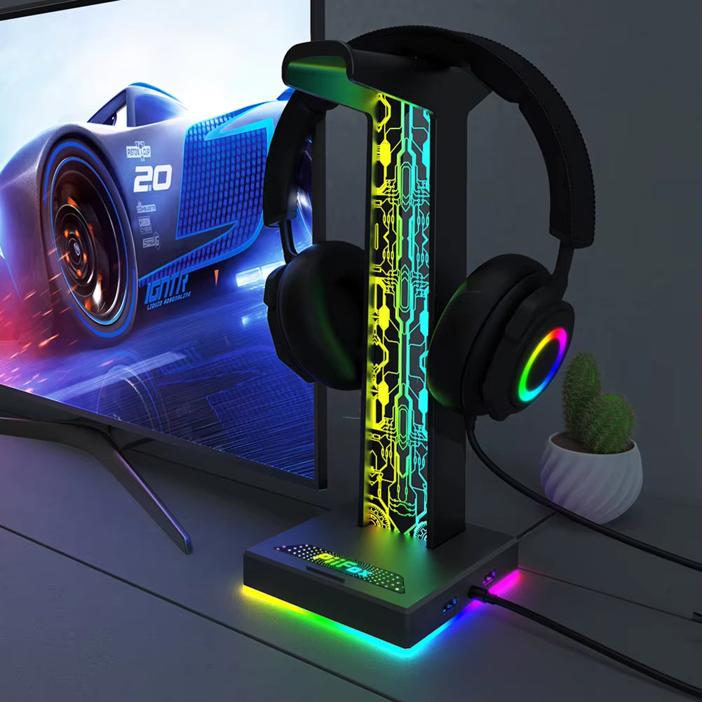 RGB Gaming Headphone Stand with Lighting Effects 