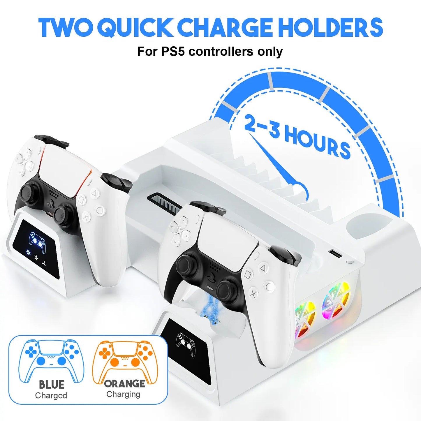 PS5 Controller Charging Station with Cooling Fan | Dual Controller Charger Stand