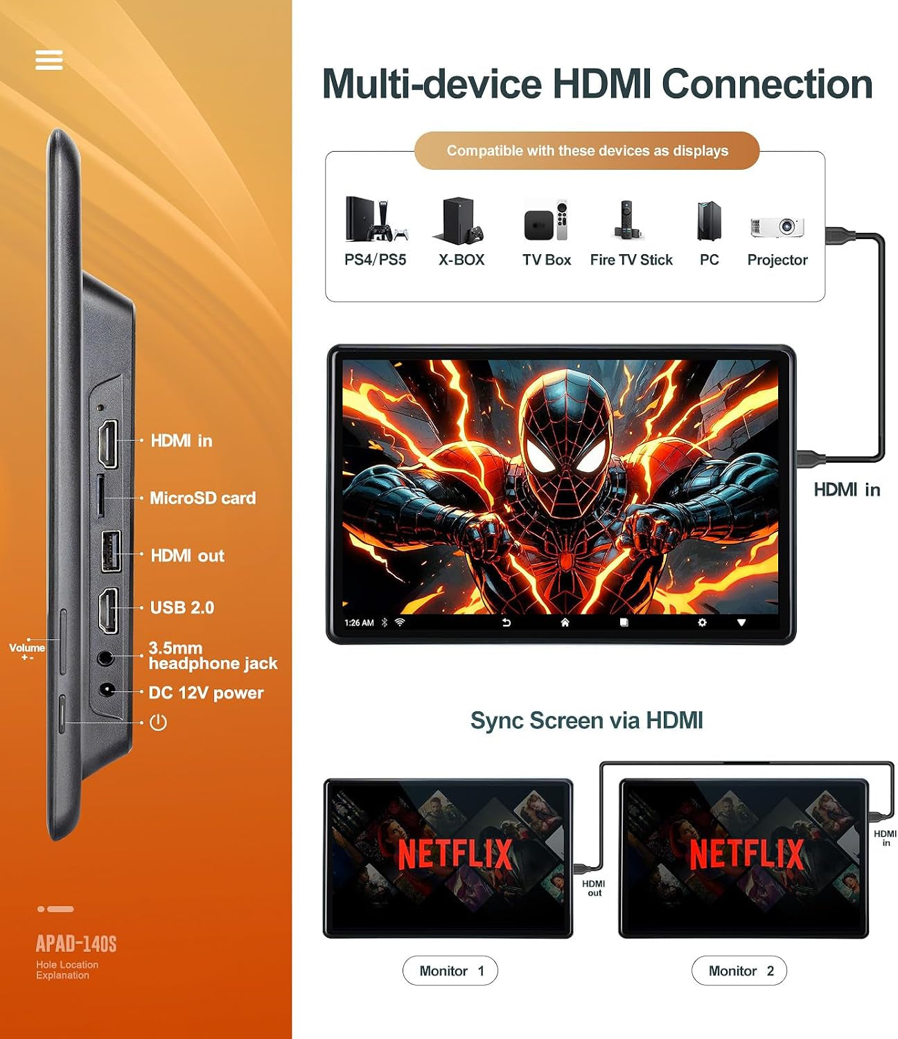 14 Inch 4K Android.13 Car TV Headrest Monitor for Cars Back Seat Rear Entertainment System, Support Phone Wireless Mirror Link Touch Screen,With Wifi/Bluetooth/Hdmi/Usb/Video Player (4G+64G(1*PC))