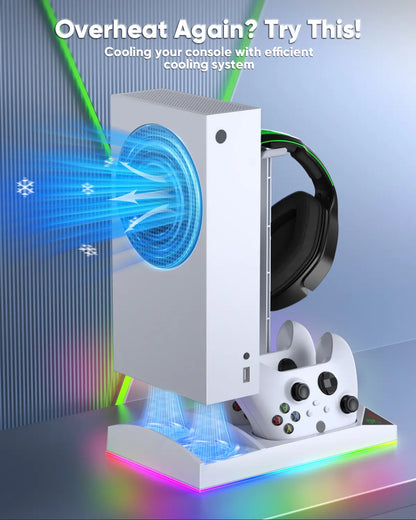 MENEEA RGB Cooling Fan & Charging Station for Xbox Series S | Dual Controller Charger
