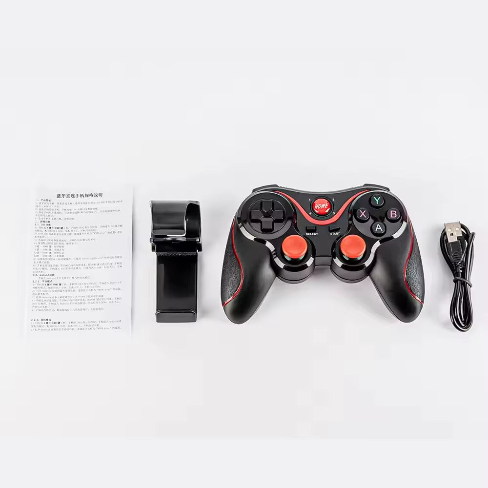 T3 X3 Wireless Gaming Controller | 2.4GHz Gamepad with Phone Holder for PC, Android & TV Box