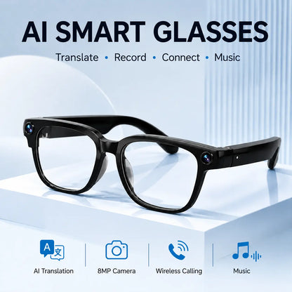 AI Smart Glasses with Real-Time Recording, Wireless Calling and Voice Assistant