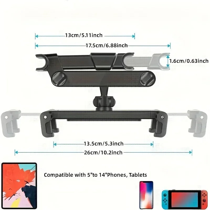 Telescopic Car Rear Pillow Phone Holder and Tablet Rotating Holder