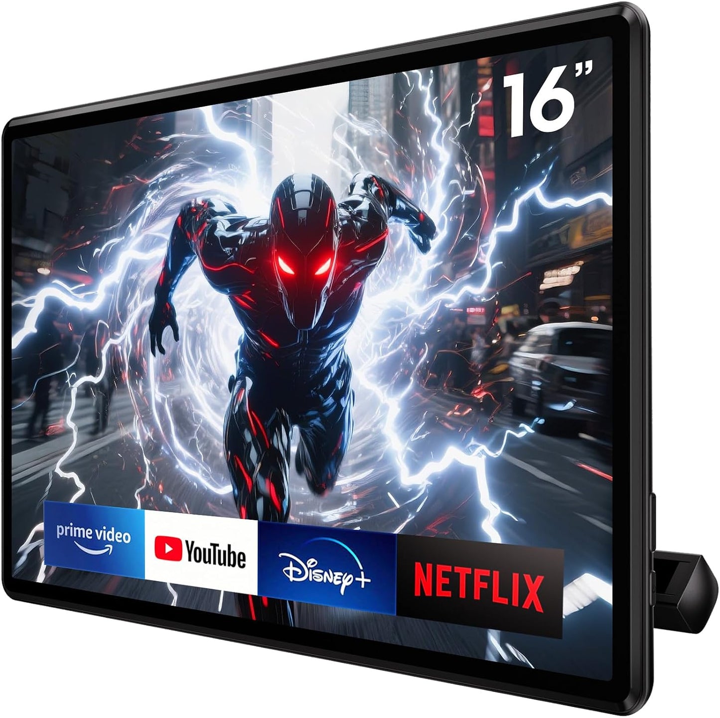 16" Car TV Headrest Monitor for Cars Back Seat Universal Rear Entertainment System, Support Phone Wireless Mirror Link Touch Screen 4K,With Wifi/Bluetooth/Hdmi/Usb/Video Player (4G+64G(1*PC))