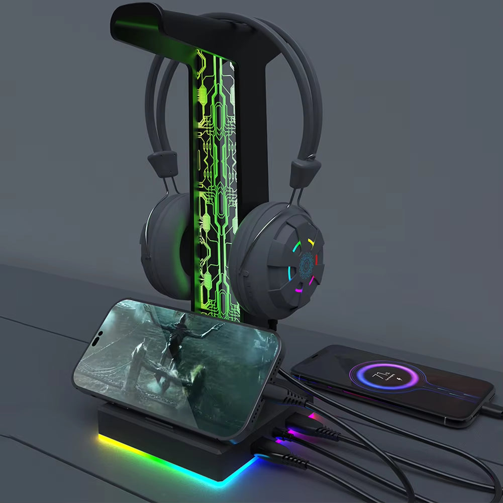 RGB Gaming Headphone Stand with Lighting Effects 