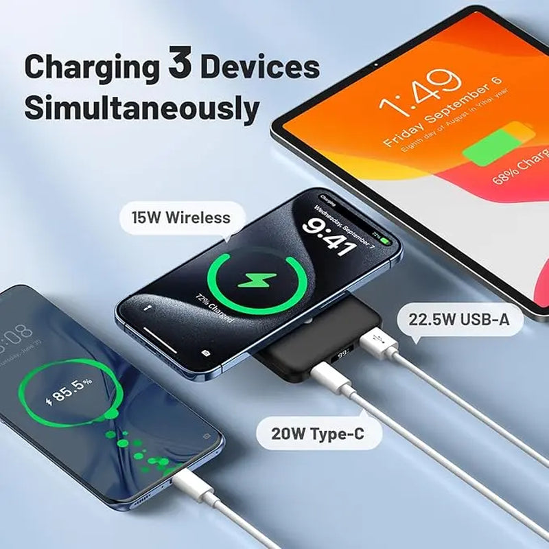 AOGUERBE Magnetic Wireless Power Bank 10000mAh | 15W Fast Charging | LED Display