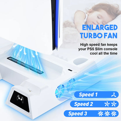 PS5 Controller Charging Station with Cooling Fan | Dual Controller Charger Stand