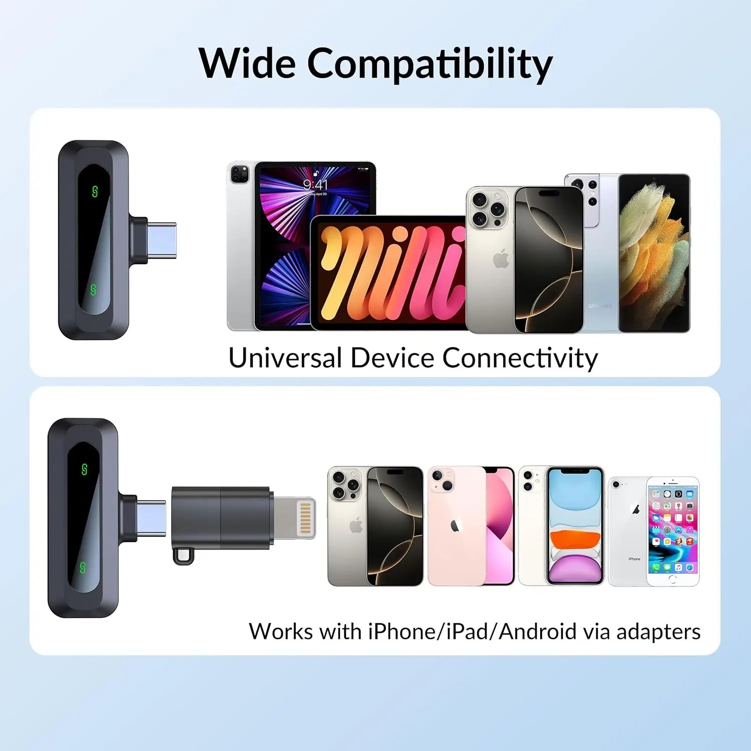 Wireless Mini Lavalier Microphone with Noise Reduction | USB-C Plug & Play