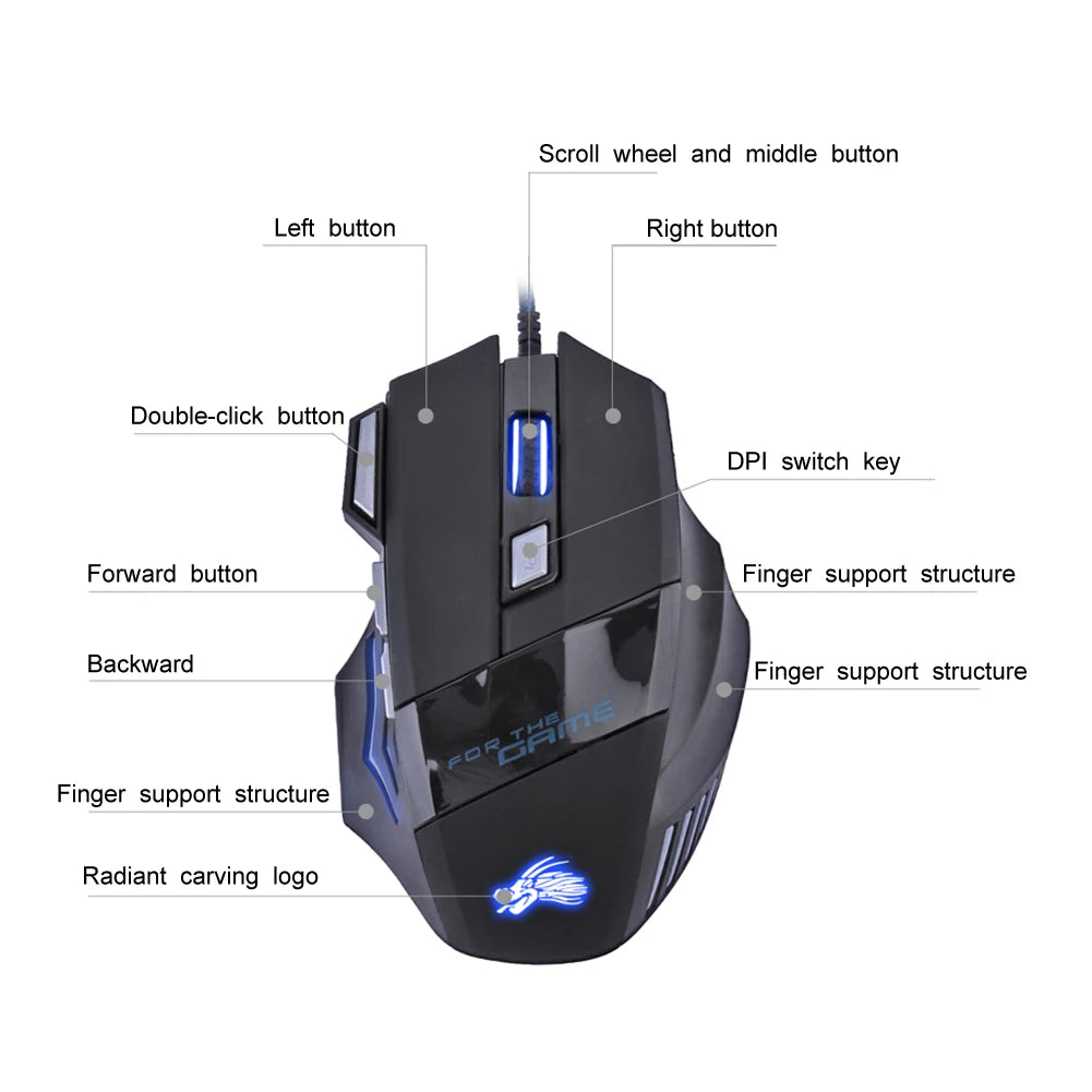 Wired Gaming Mouse 7-Color Backlight for Gaming for PC