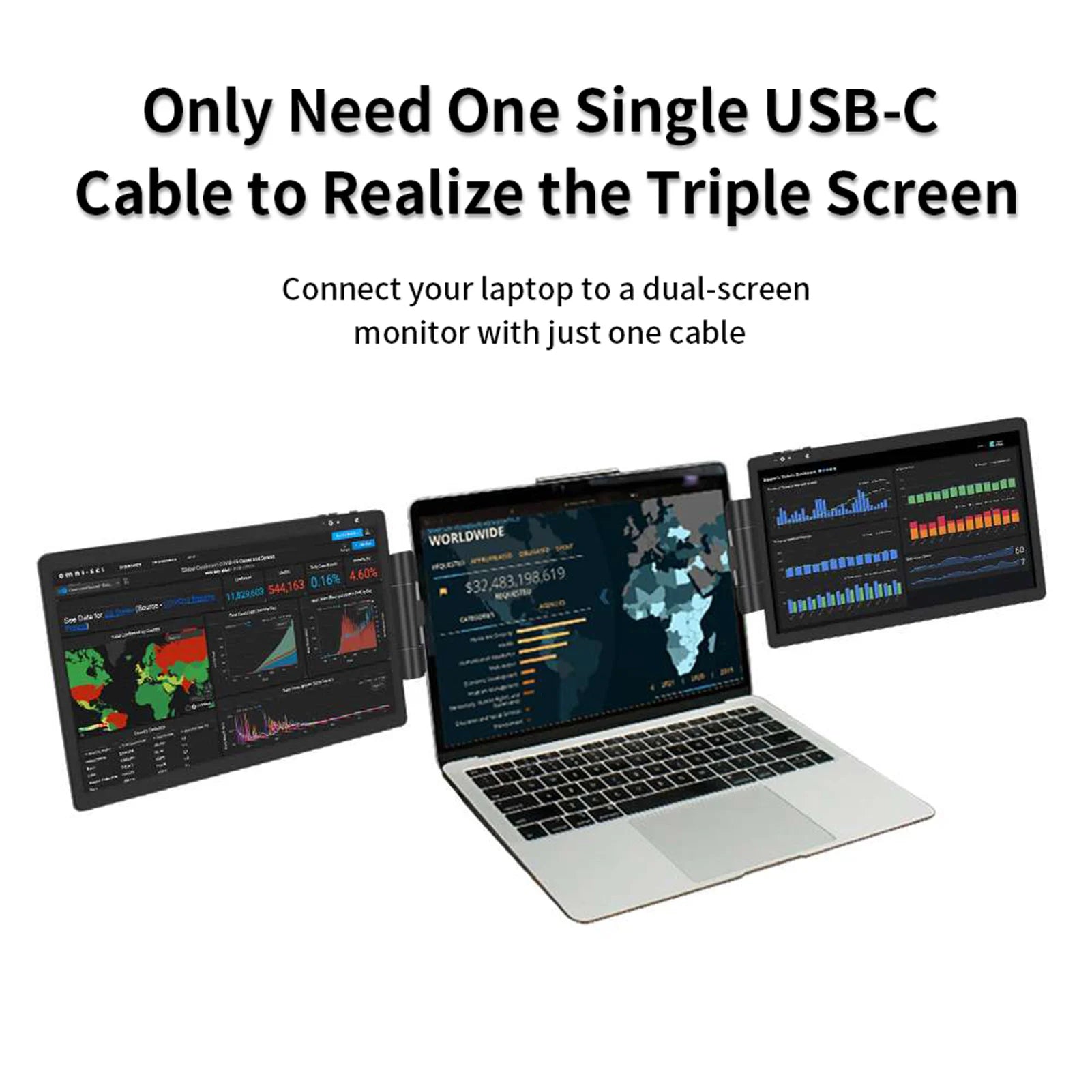 12 Inch Laptop Dual Monitor 1920*1080 HD IPS LCD Dual Monitor Screen Extender Laptops for Macbook 