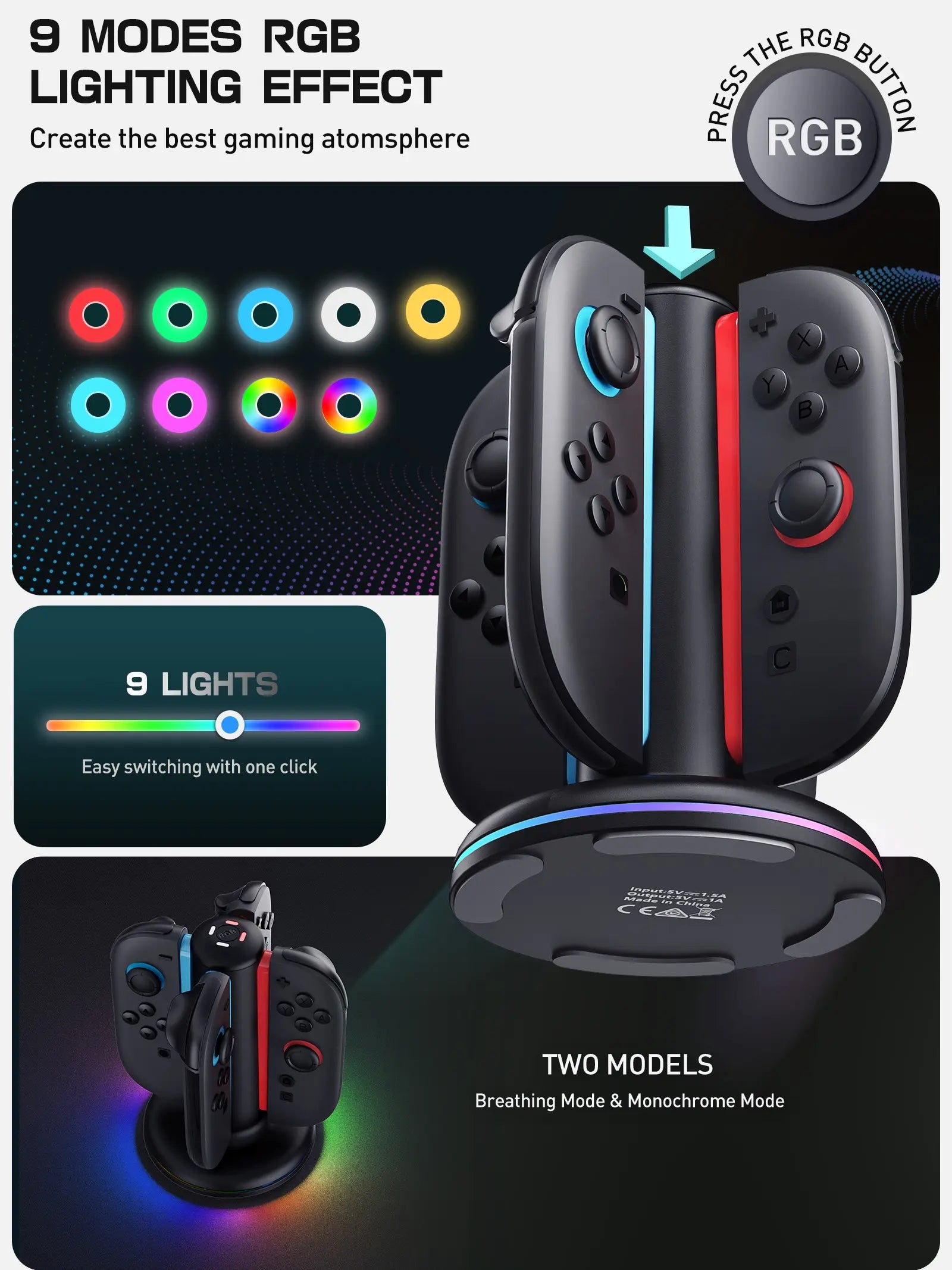 Mumba 4-in-1 Fast Charging Dock for Nintendo Switch | Joy-Con & Controller Charger