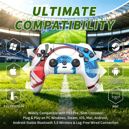 Football-Themed Wireless Controller for PS5 & PC