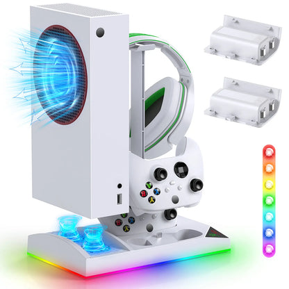 MENEEA RGB Cooling Fan & Charging Station for Xbox Series S | Dual Controller Charger