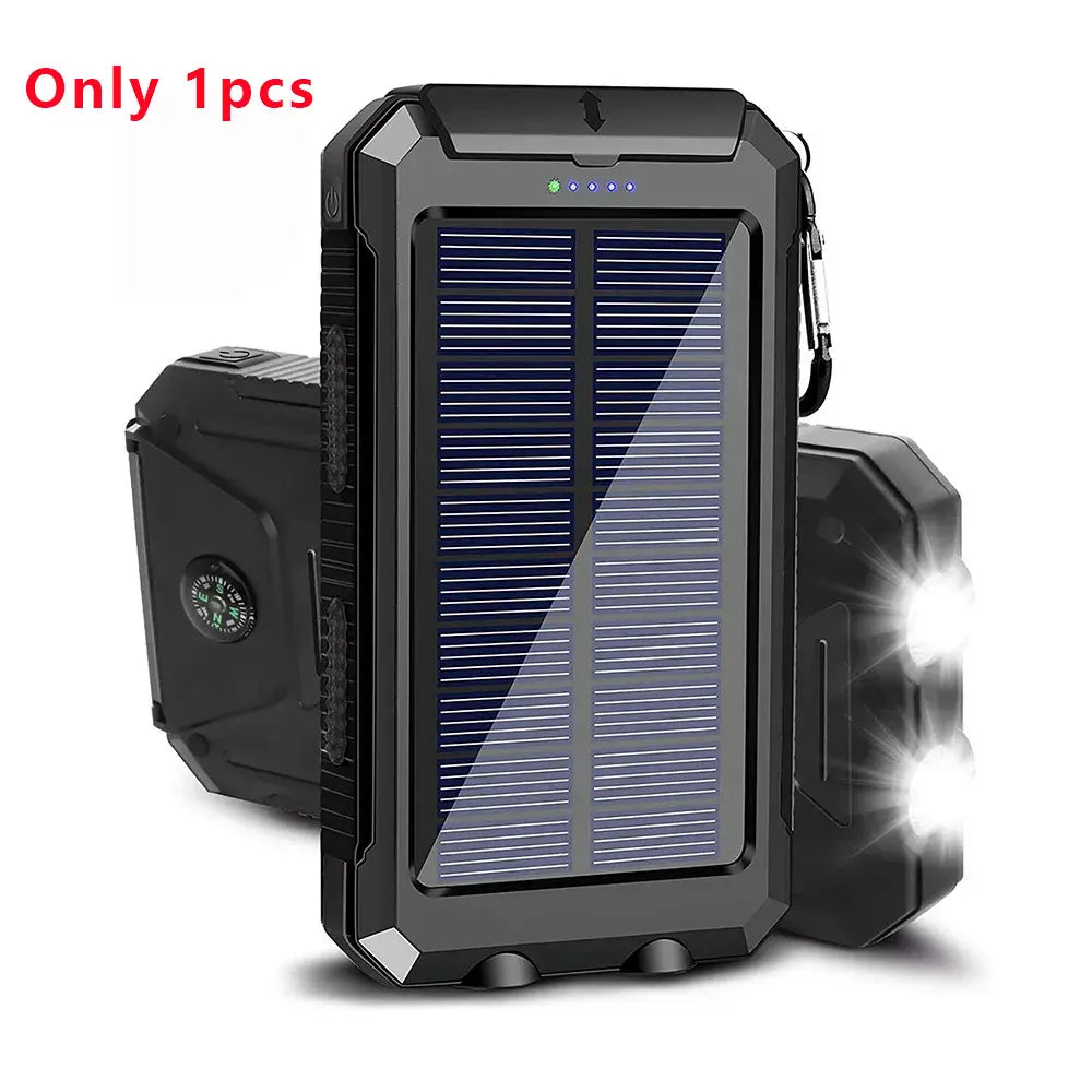 10000mAh Solar Power Bank | Dual USB Fast Charging | LED Flashlight for Travel & Camping