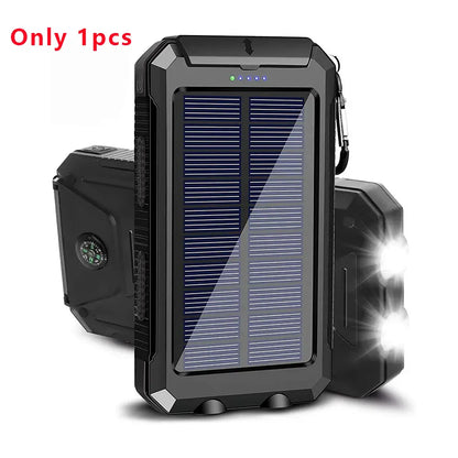 10000mAh Solar Power Bank | Dual USB Fast Charging | LED Flashlight for Travel & Camping