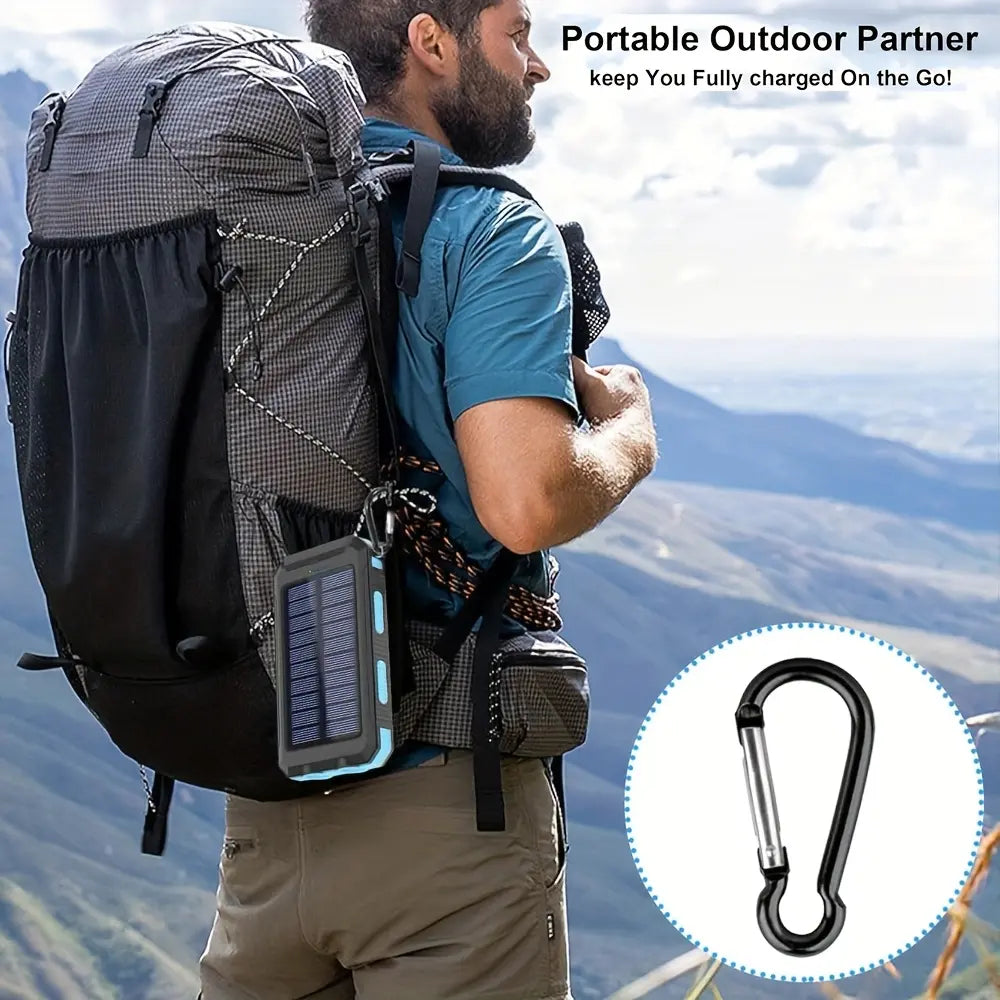 10000mAh Solar Power Bank | Dual USB Fast Charging | LED Flashlight for Travel & Camping