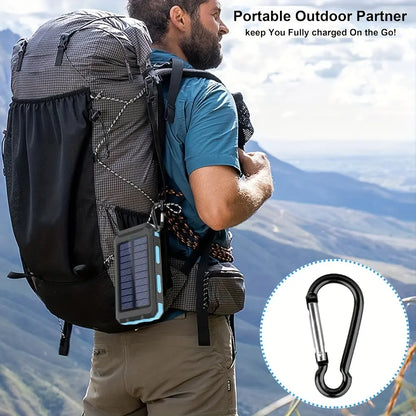 10000mAh Solar Power Bank | Dual USB Fast Charging | LED Flashlight for Travel & Camping