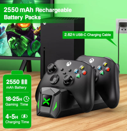 Xbox Controller Charging Station with 2 Rechargeable Battery Packs (5520mWh)
