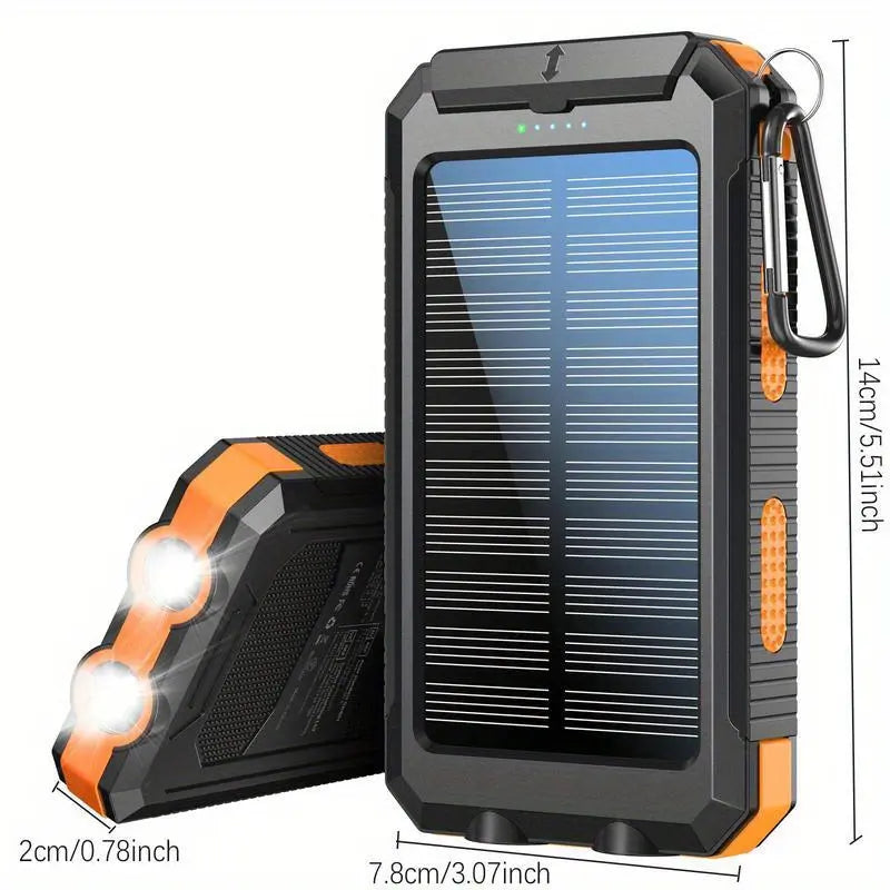 10000mAh Solar Power Bank | Dual USB Fast Charging | LED Flashlight for Travel & Camping