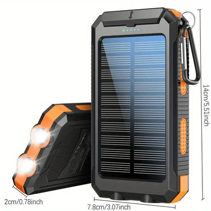 10000mAh Solar Power Bank | Dual USB Fast Charging | LED Flashlight for Travel & Camping