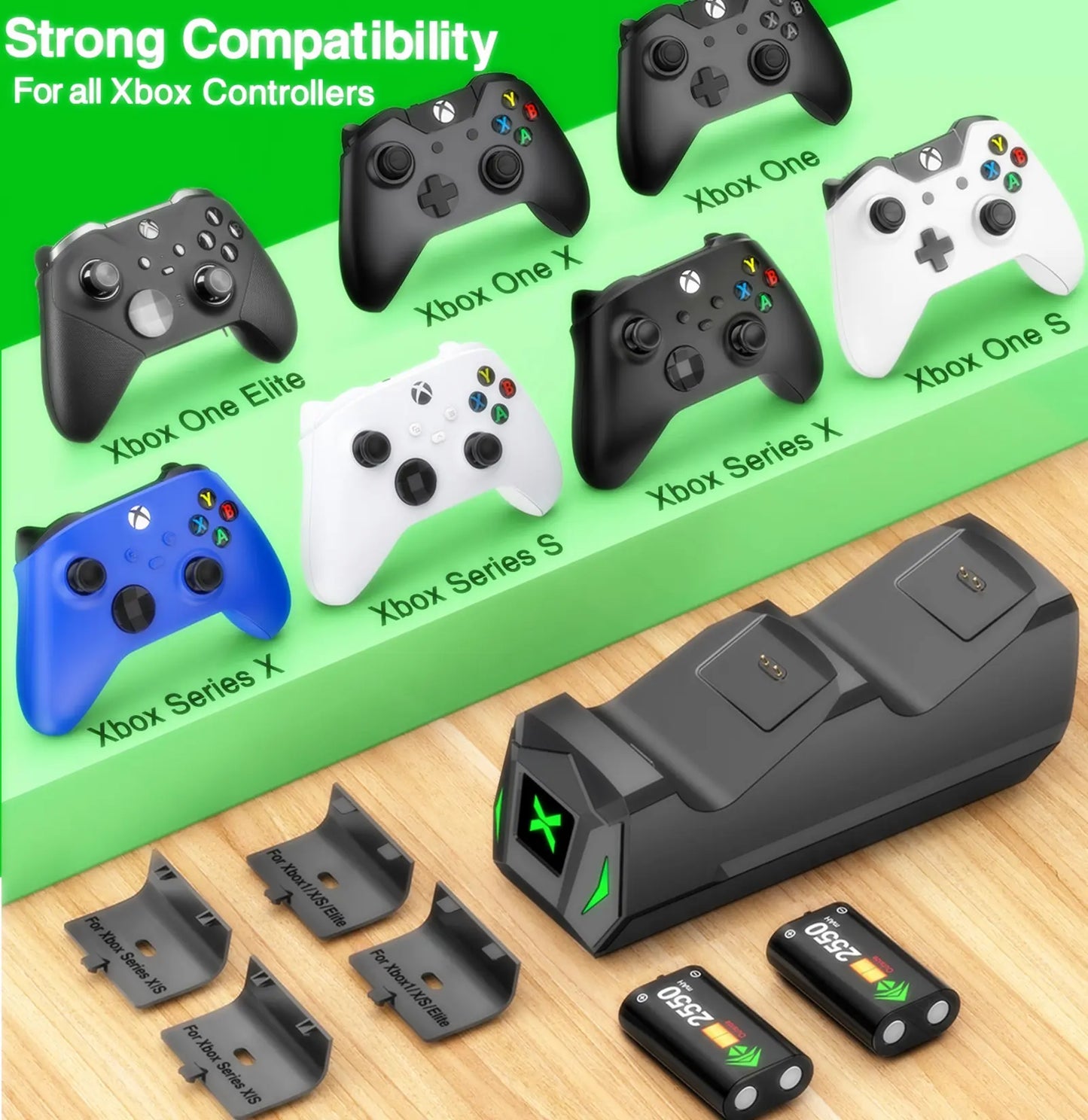 Xbox Controller Charging Station with 2 Rechargeable Battery Packs (5520mWh)