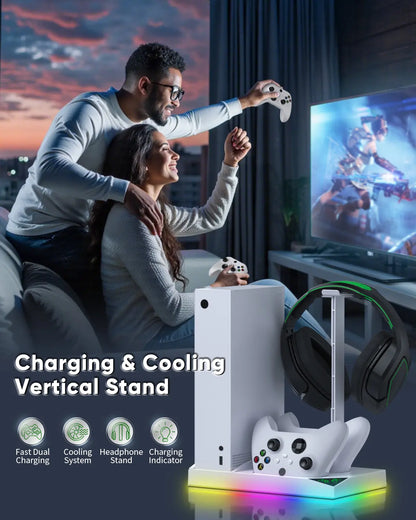 MENEEA RGB Cooling Fan & Charging Station for Xbox Series S | Dual Controller Charger