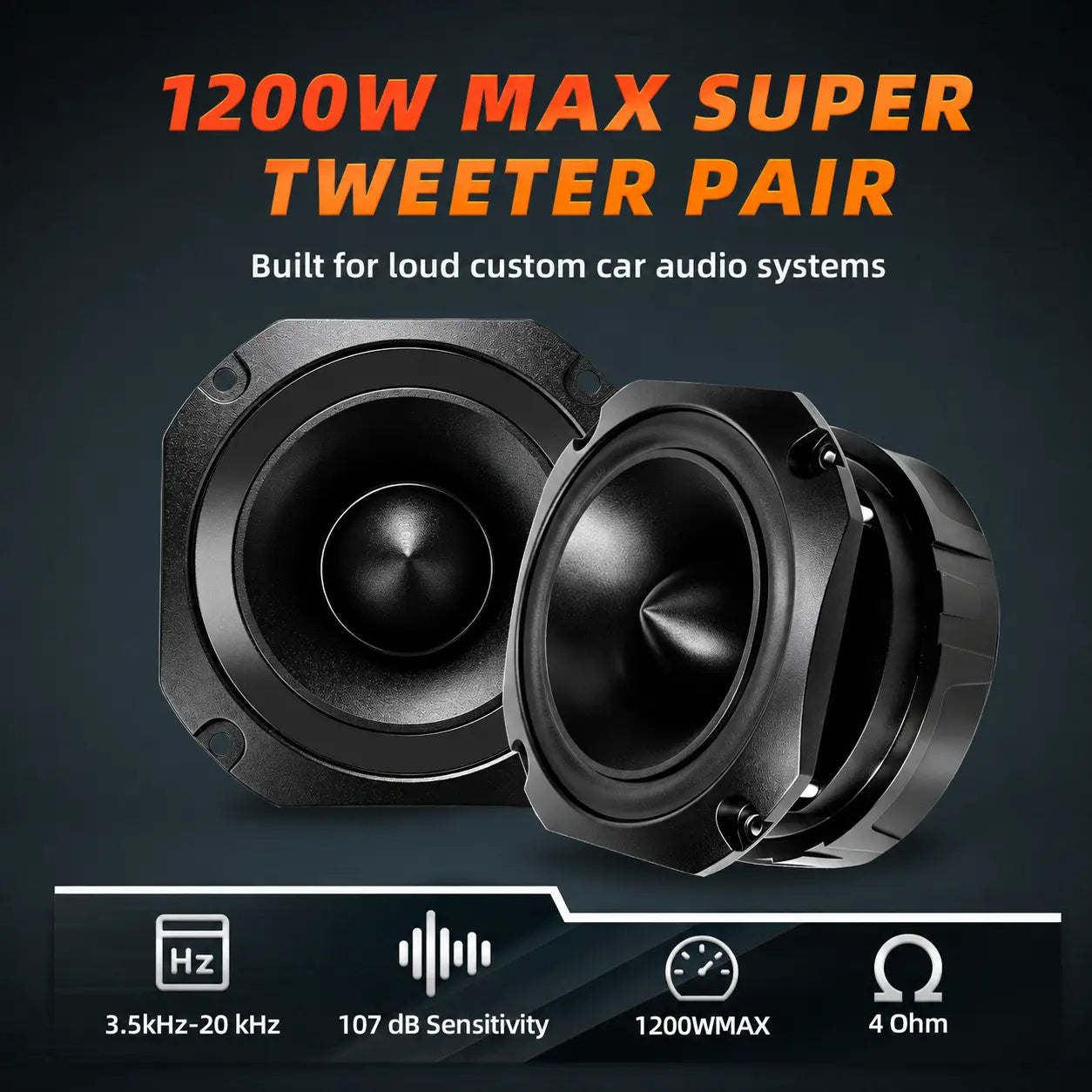 1200W Car Audio Super Tweeters pair 