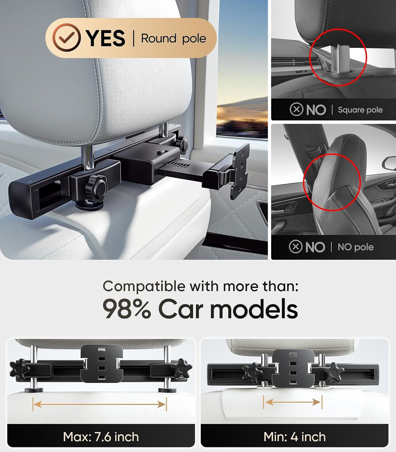 14 Inch 4K Android.13 Car TV Headrest Monitor for Cars Back Seat Rear Entertainment System, Support Phone Wireless Mirror Link Touch Screen,With Wifi/Bluetooth/Hdmi/Usb/Video Player (4G+64G(2*Pcs))